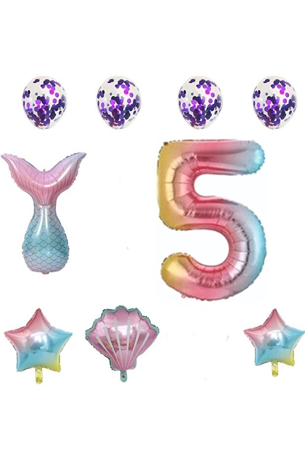 5 Year Old Rainbow Mermaid Balloons Birthday Party Supplies Birthday Party Decorations