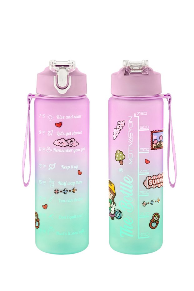 Single 750ml Water Bottle with Motivational Sticker, Water Bottle with Straw, Tritan Gym Water Bottle