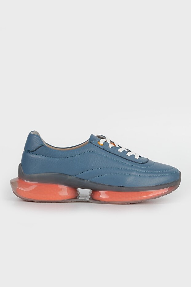 Women's Blue Genuine Natural Leather Sneakers