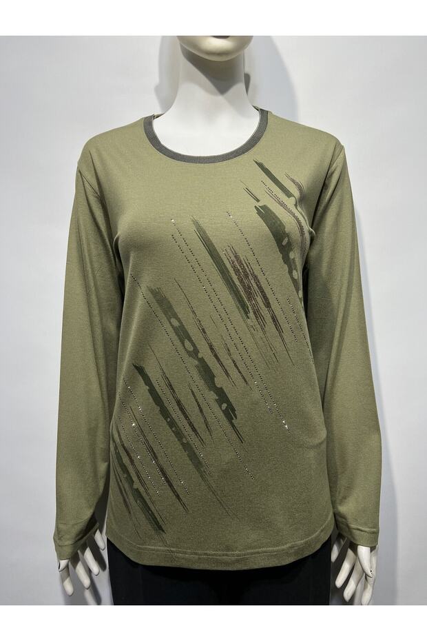 Stoned and Printed Combed Cotton Blouse