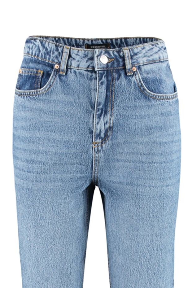 Mavi Yüksek Bel Düz Kesim Straight %100 Pamuk Non-Stretch Jeans TWOSS23JE00089 - 10