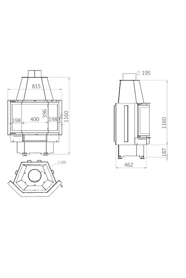 Prizma Orta Çelik Şömine Haznesi - 2