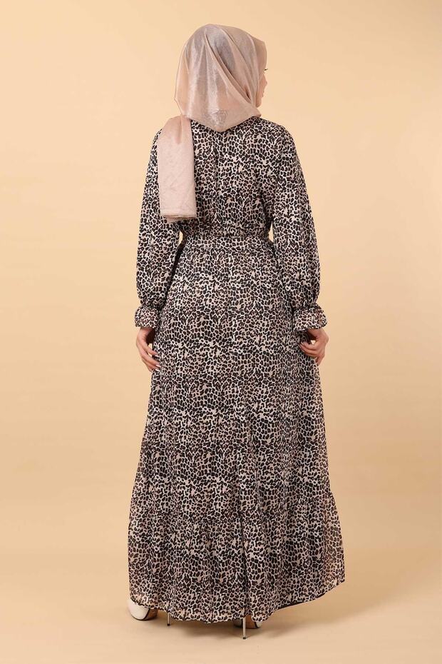 Rochie cu model leopard maro 12230 - 5