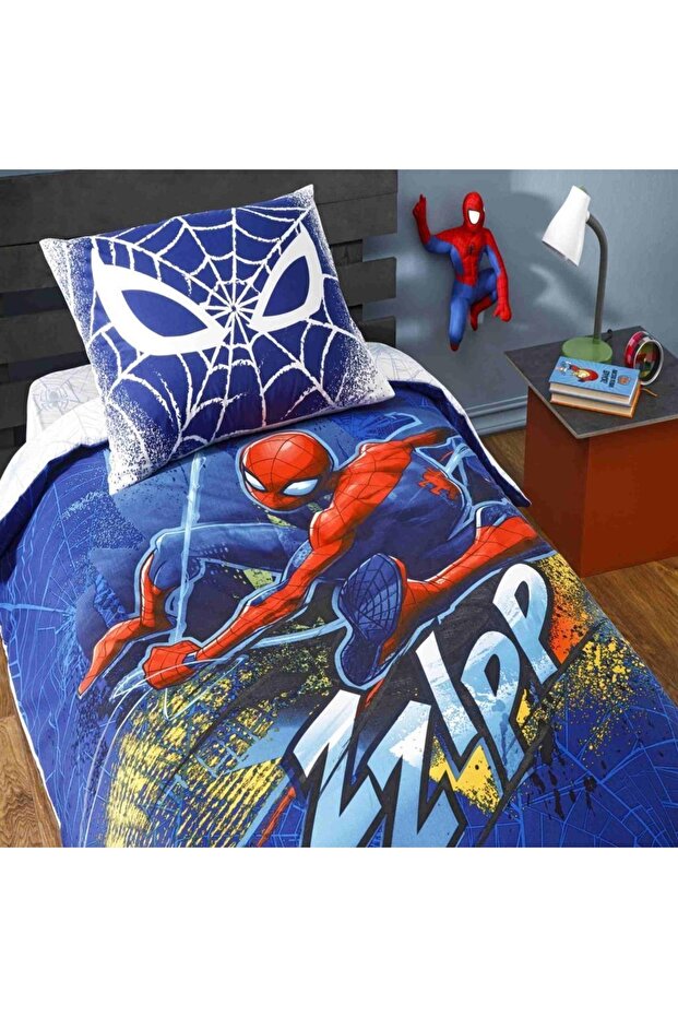 Licensed Spiderman Blue City Single Duvet Cover Set Emh