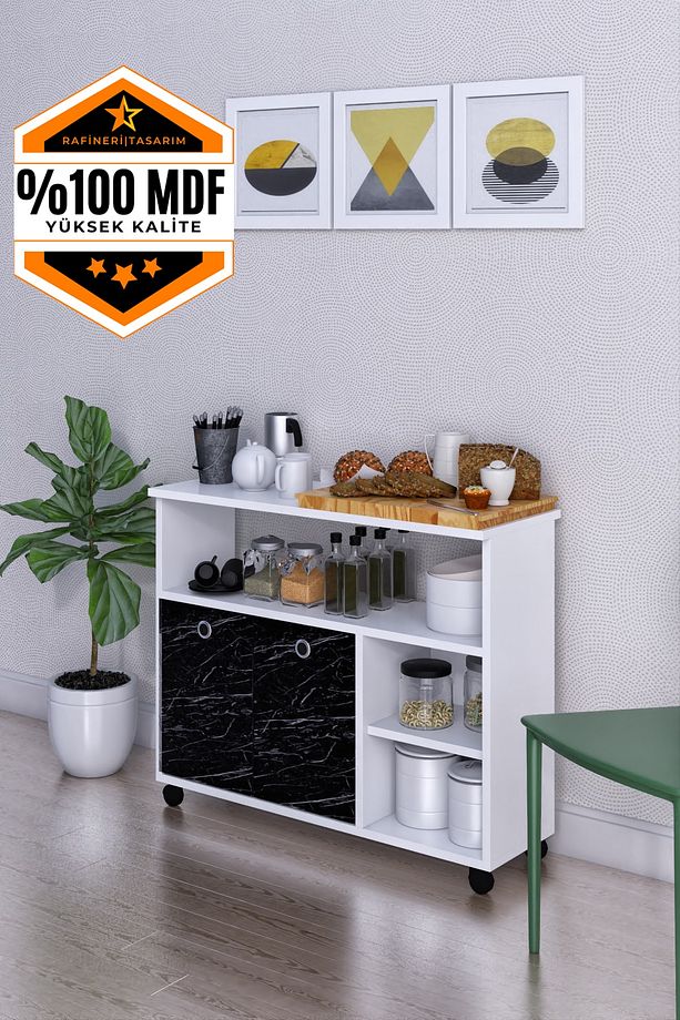 Taşınabilir Çok Amaçlı 2 Kapaklı Katlı Mutfak Ve Salon Masası Mdf - 1