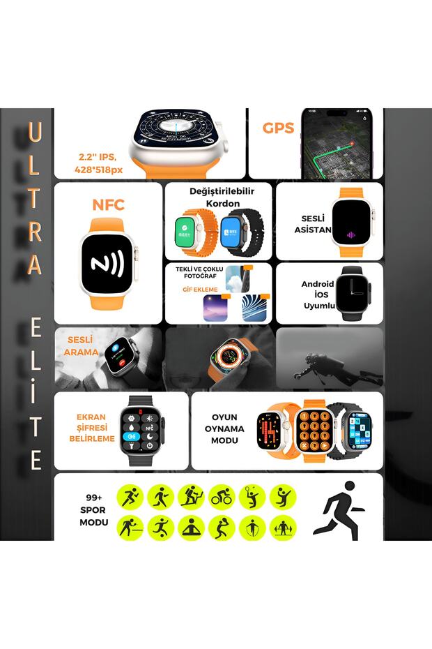 Akıllı Saat Watch 8 S8 Ultra Max 49 Mm Kasa Çapı Wireless Şarj,siri,nfc,nabız,su Geçirmez - 4