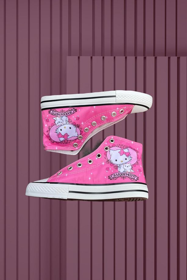 Pembe Hello Kitty-charmmy Kitty Uzun Kanvas Ayakkabı - 1