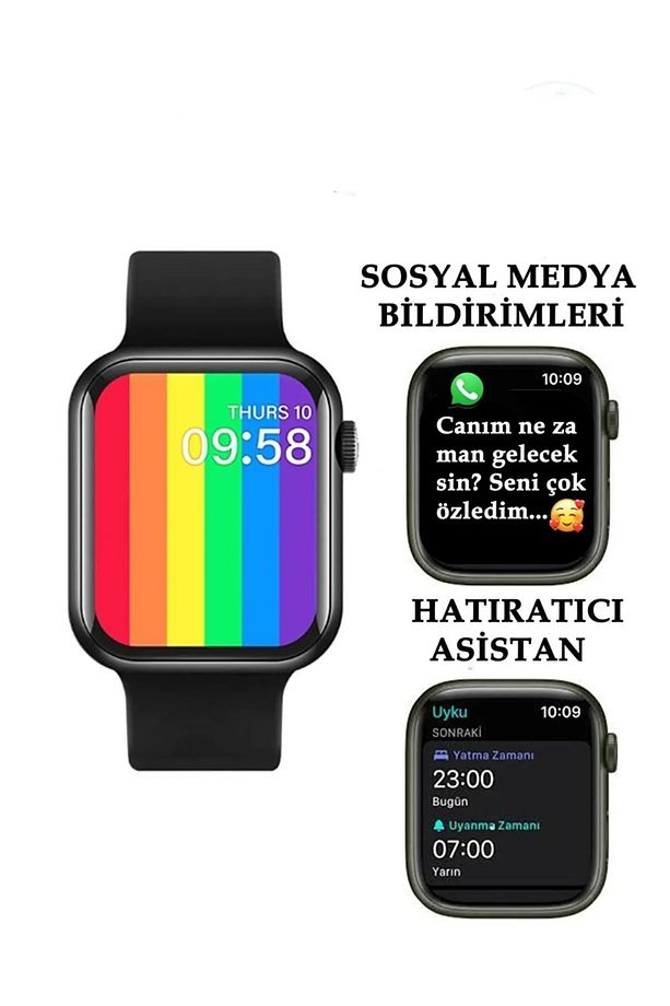 Akıllı Saat T500 Plus + Uyumlu  Kablosuz Kulaklık Ikili Set Ios Android Smartwatch - 3