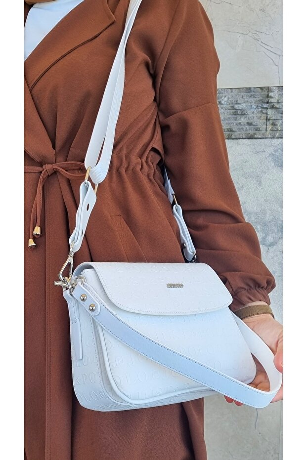 Justpolo Women's White Divided Crossbody Bag