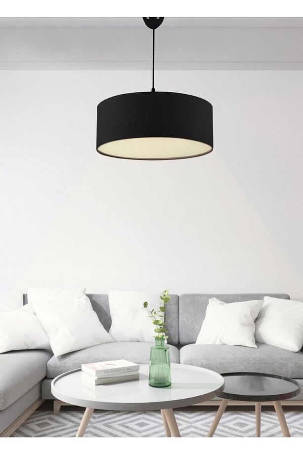 Siyah Kumaş Avize Tekli Sarkıt Çap 30 Cm Av141 - 1