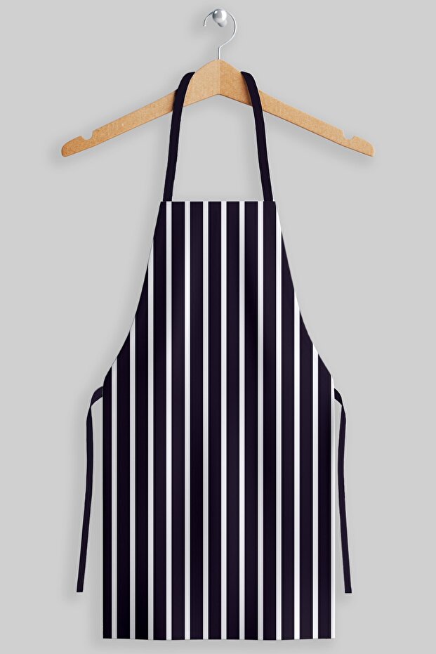 Ays Home Large Size Navy Blue Striped Chef Cook Kitchen Apron (65 CM X 85 CM)