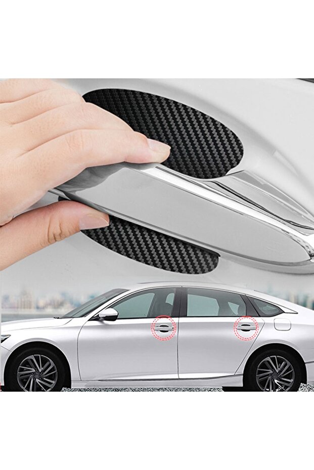 4 Adet Karbon Fiber Kapı Kolu Çizik Önleyici - 1