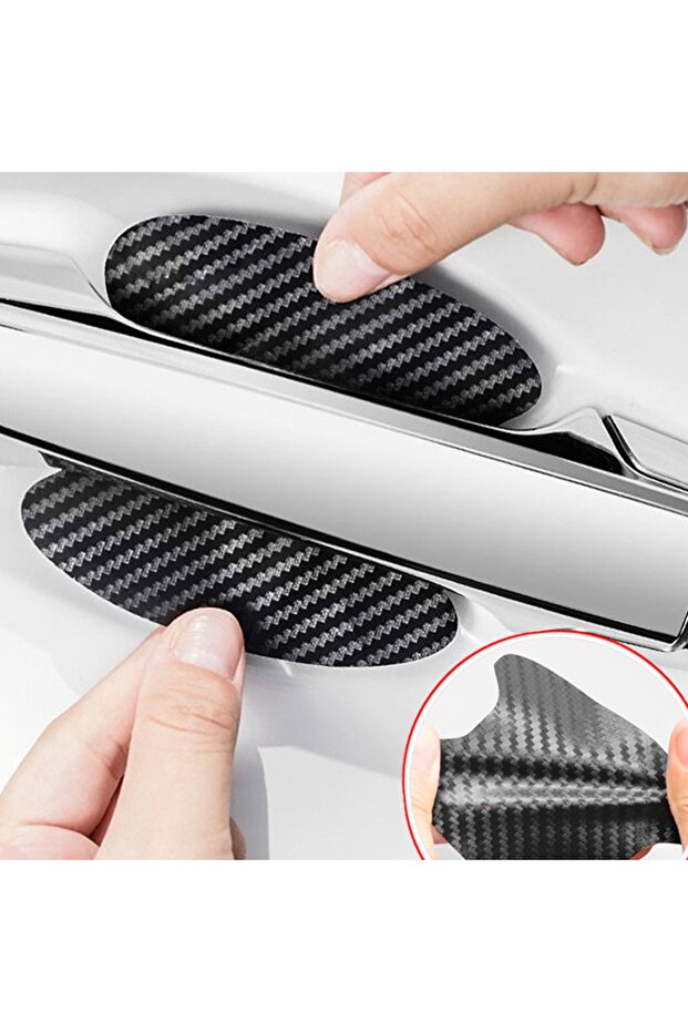 4 Adet Karbon Fiber Kapı Kolu Çizik Önleyici - 2