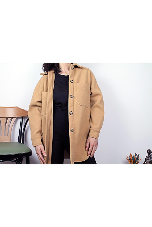 Cep Detaylı Gömlek Kahverengi - 6