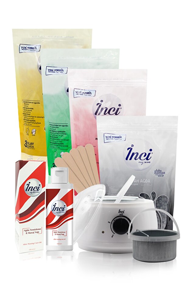 Soyulabilen İnci Ağda Seti 4x200g+Çift Kazanlı Ağda Makinesi+Ağda Yağı - 1