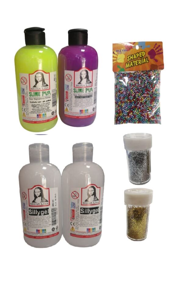 Slime Slaym Yapma Seti 250ml* 4 Adet + Toz Sim 2 Adet + Köpük - 1