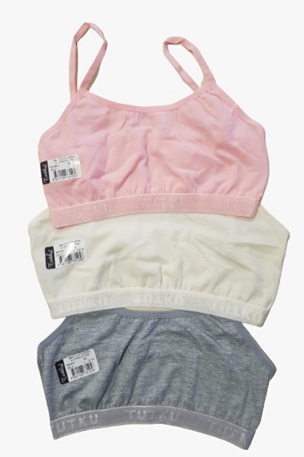 Young Girl's Rope Strap Covered Training Bra 3 Pack
