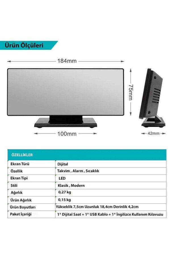 Dekoratif Masa Üstü Led Ayna Dijital Çalar Saat - 4