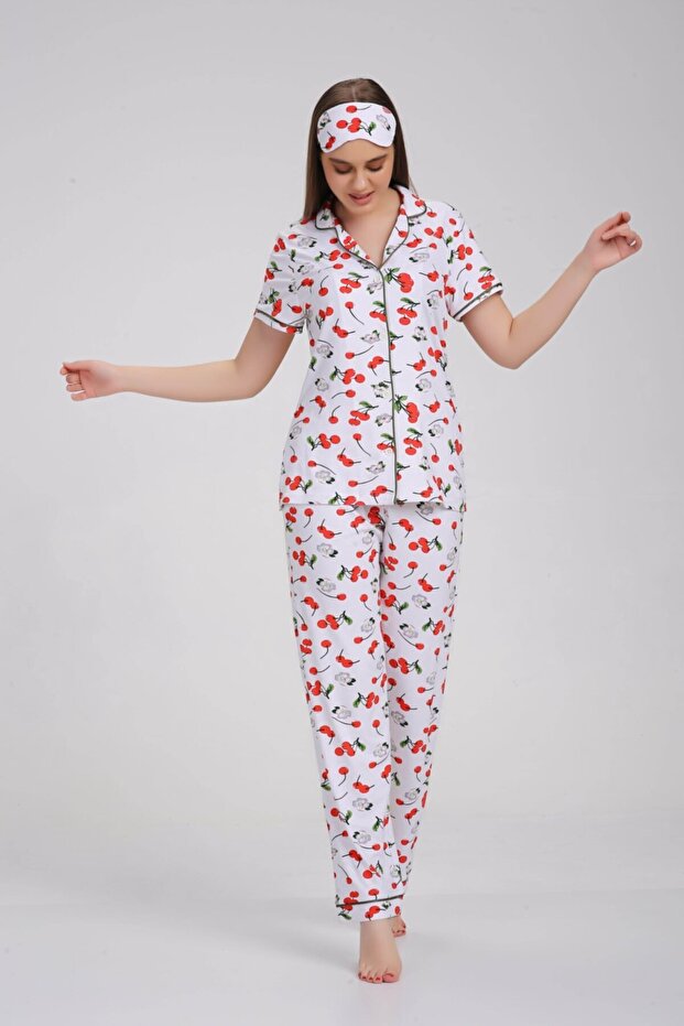 Cherry Pattern Pajama Set - 1