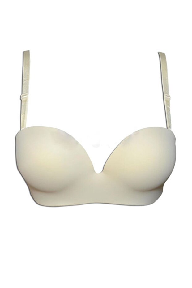Belvu 1141 Strapless Wire-Free Double Padded Bra - Ecru Color