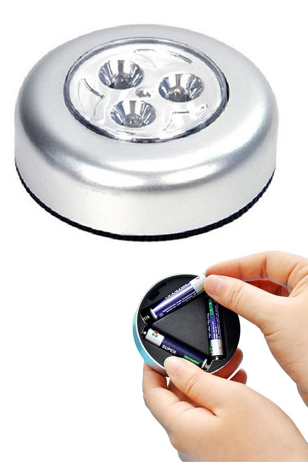 3 Adet Kablosuz Spot Pilli Dokunmatik Led Lamba 3 Ledli Dolap Lambası - 3