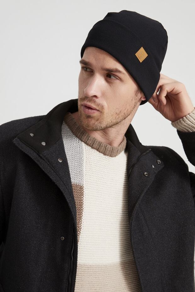 Men's Young Popular Black Hat Beret - Sport, Comfortable, 100% Cotton, Handmade, Domestic Production Difference