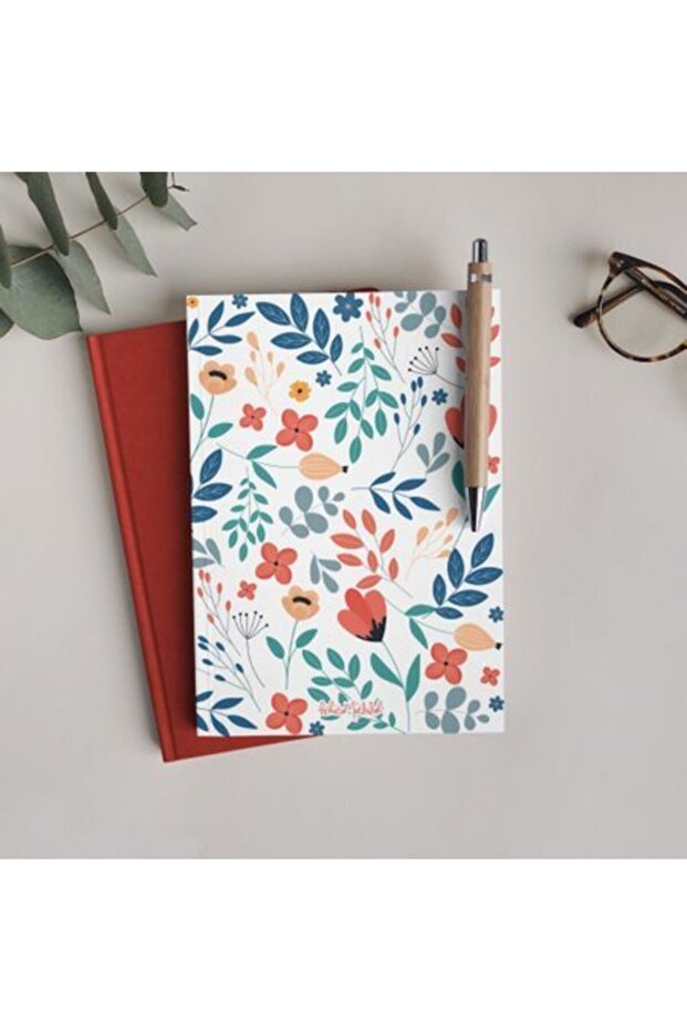 Gift - Unlined Notebook Series - N050 Red Flowers Notebook