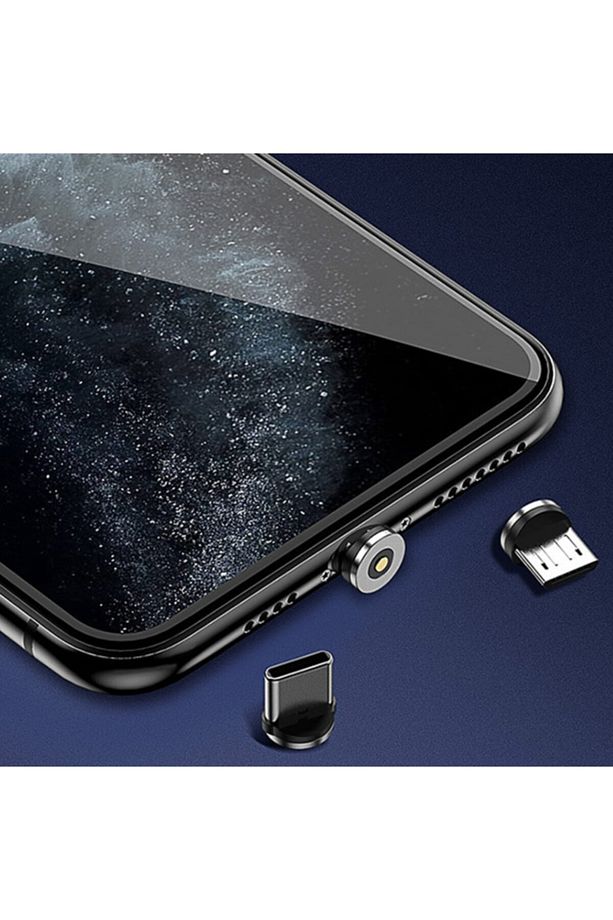 Floveme 540 Dönebilen Mıknatıslı Usb Şarj Kablosu 3 Başlık?iphone+type-c+micro 1m Kırmızı - 4