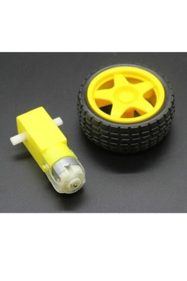 Arduino Robot Tekerlek Ve Dc Motor Seti - Redüktörlü Motor 250 Rpm Tt Sarı Motor - 2