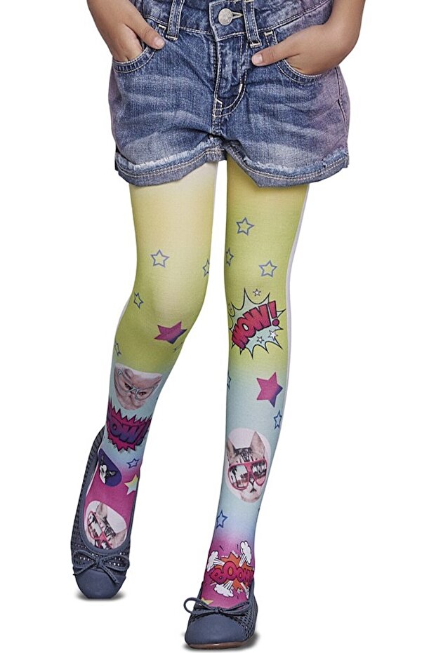 Children's Yellow Patterned Hazel Pantyhose