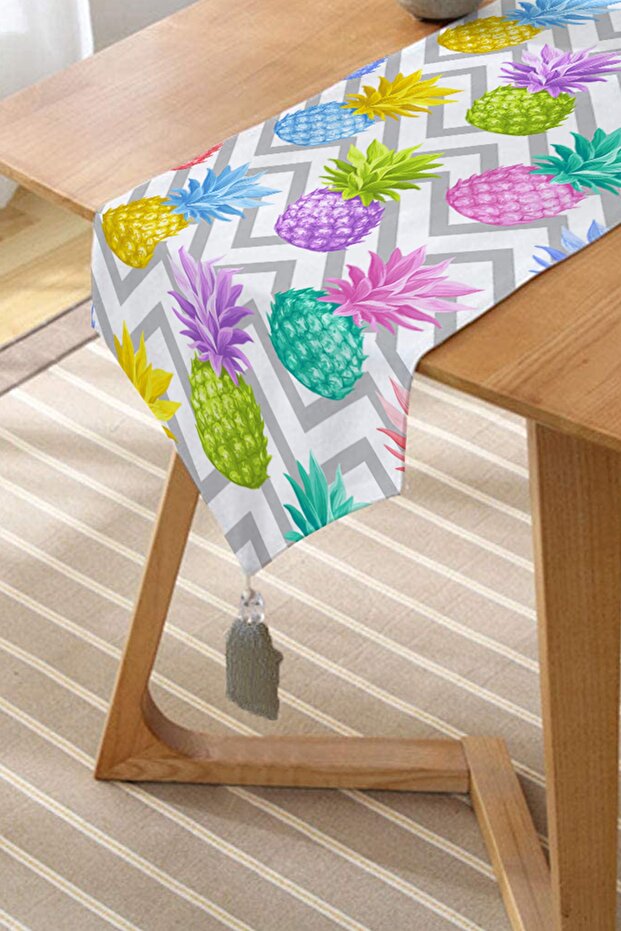 رمادي متعرج نمط الأناناس الحديثة تصميم خاص معنقدة الشنيل مثلث عداء - 2