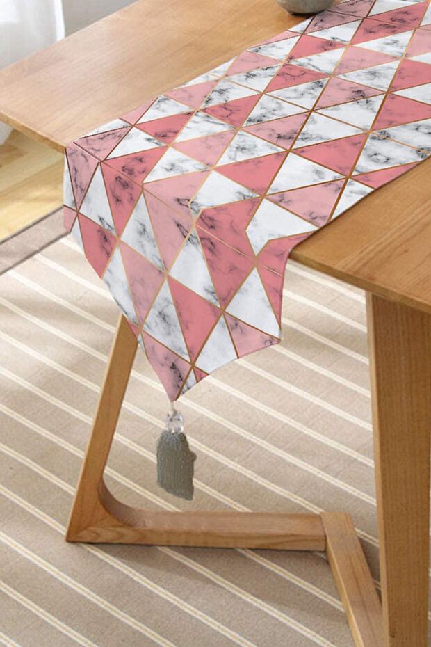 Geometric Triangle Shaped Marble Pattern Special Design Tufted Chenille Triangle Runner - 2