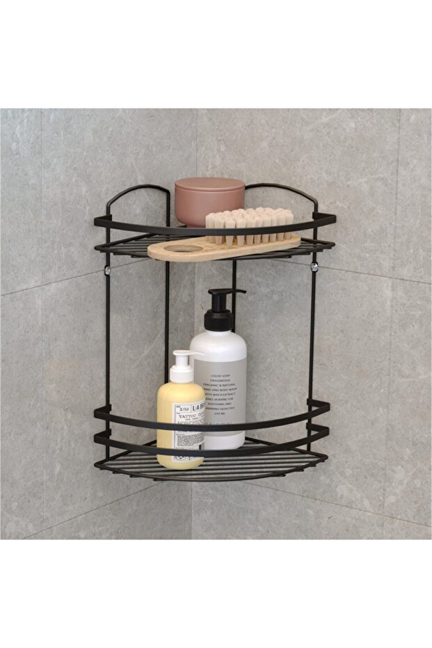 2 Katlı Lamalı Banyo Köşe Rafı - 1