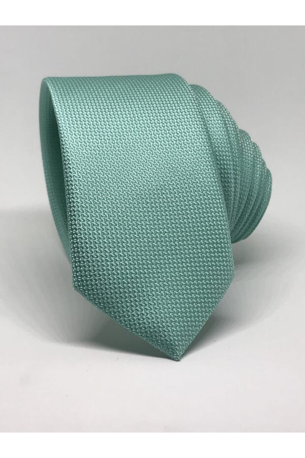 Aqua Green Slim Fit Oxford Bird Eye Pattern Tie