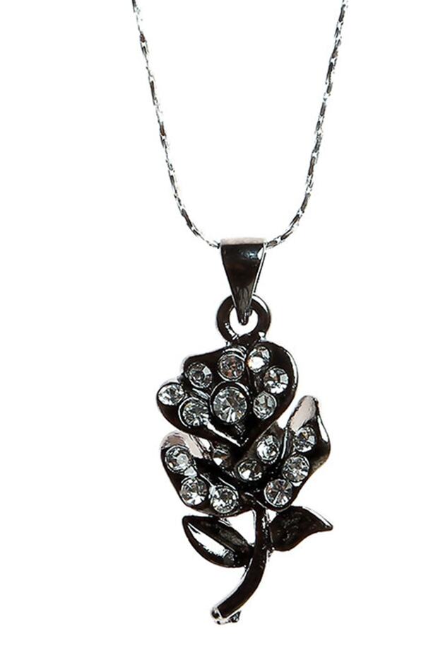 Women's Silver Zircon Stone Elegant Flower Stone Necklace