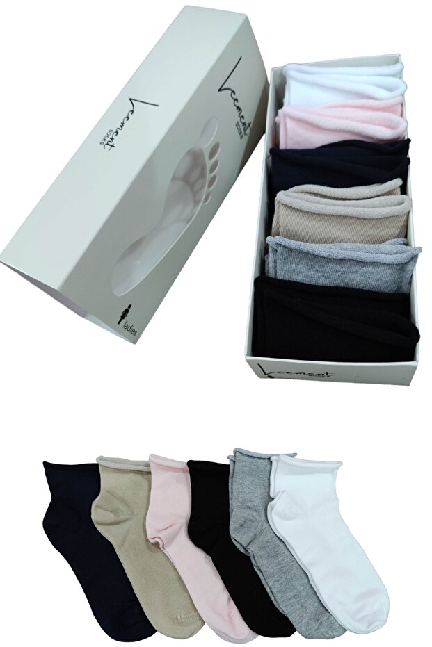Women's Toe Seamless 6 Pairs Mid Heel Combed Cotton Elasticless Socks