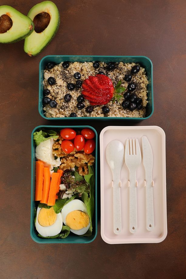 Quıckprep 3 Katlı Yeşil Bento Yemek Kabı | Ahşap Kapaklı, Sızdırmaz, Taşınabilir - 5