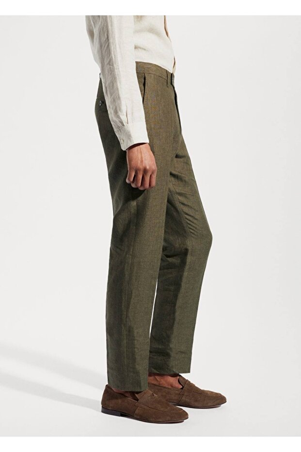 %100 Keten Pantolon - 7