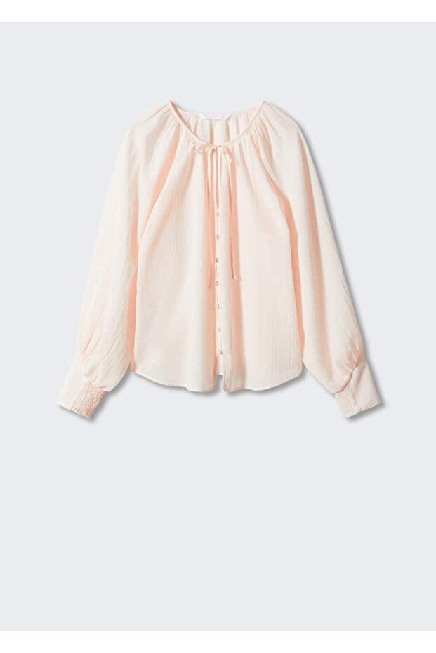 Düğmeli Dokuma Bluz - 3