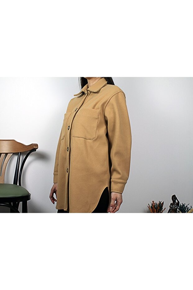 Cep Detaylı Gömlek Kahverengi - 1