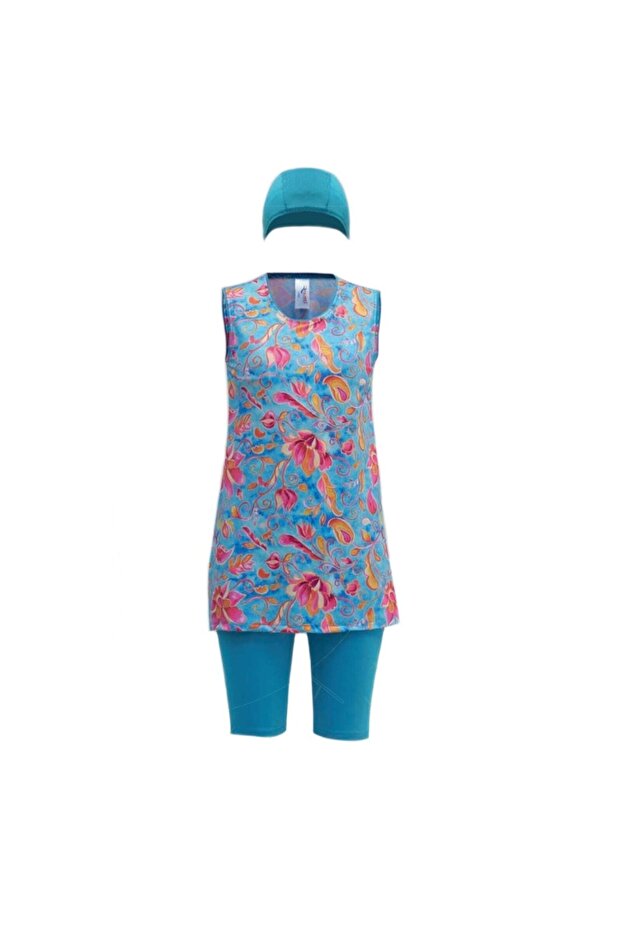 Children's Red Patterned O Sleeve Flexible And Quick-Drying Fabric Semi-Swimsuit