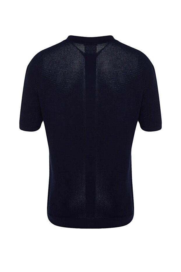 Lacivert Relaxed Kısa Kol Triko Polo Yaka T-shirt TMNSS23PO00025 - 9