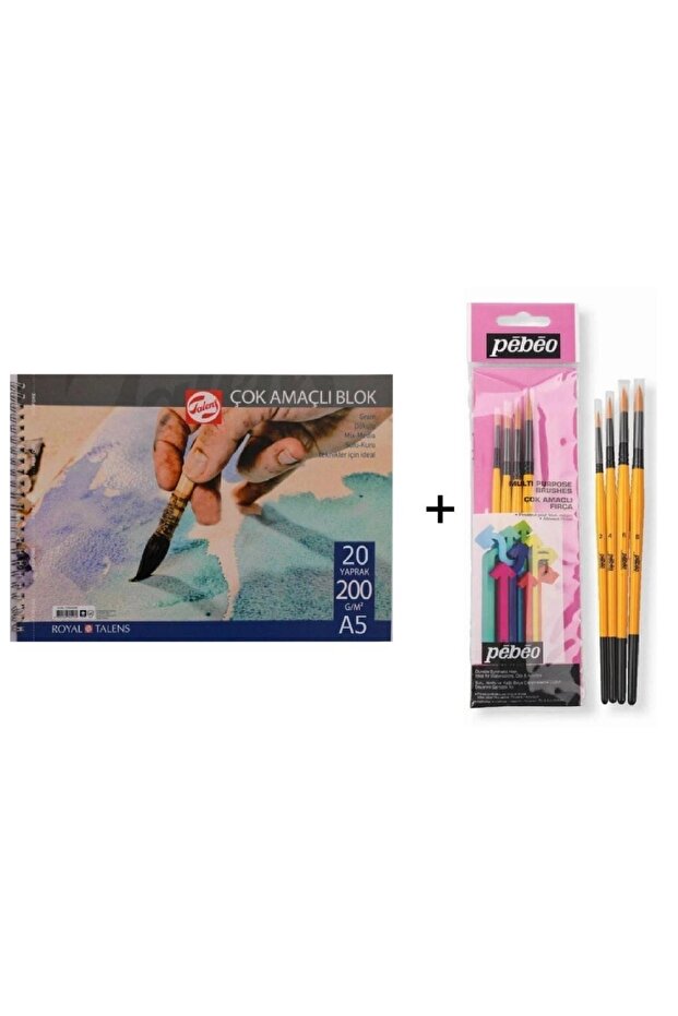 Watercolor Brush Set: 2 - 4 Pieces and Talens Notebook A5 200gr