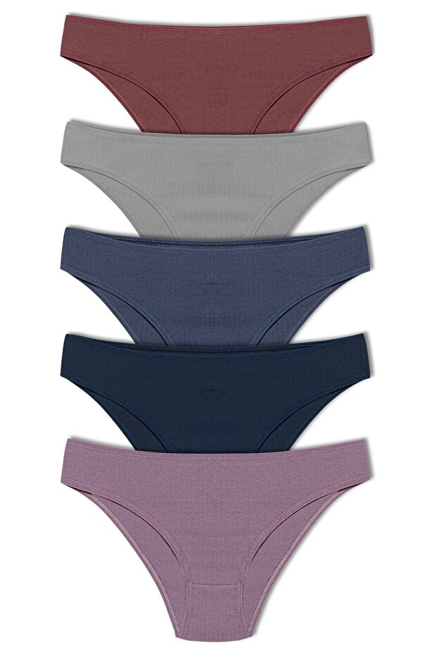 5-Piece Cotton Twill Texture Women's Slip Panties