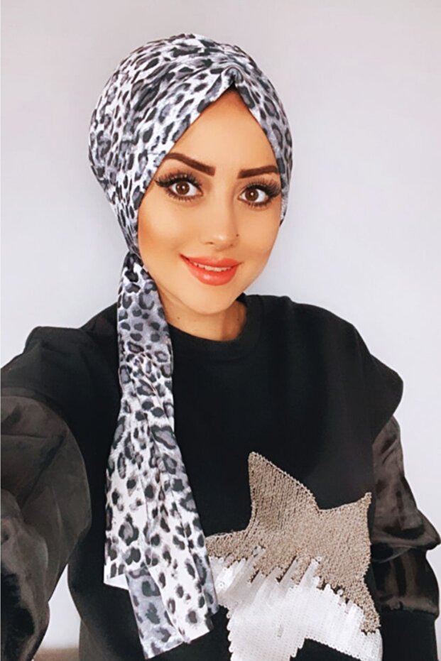 ليوبارد منقوشة ساندي النسيج ليكرا شال جاهز وشاح بونيه