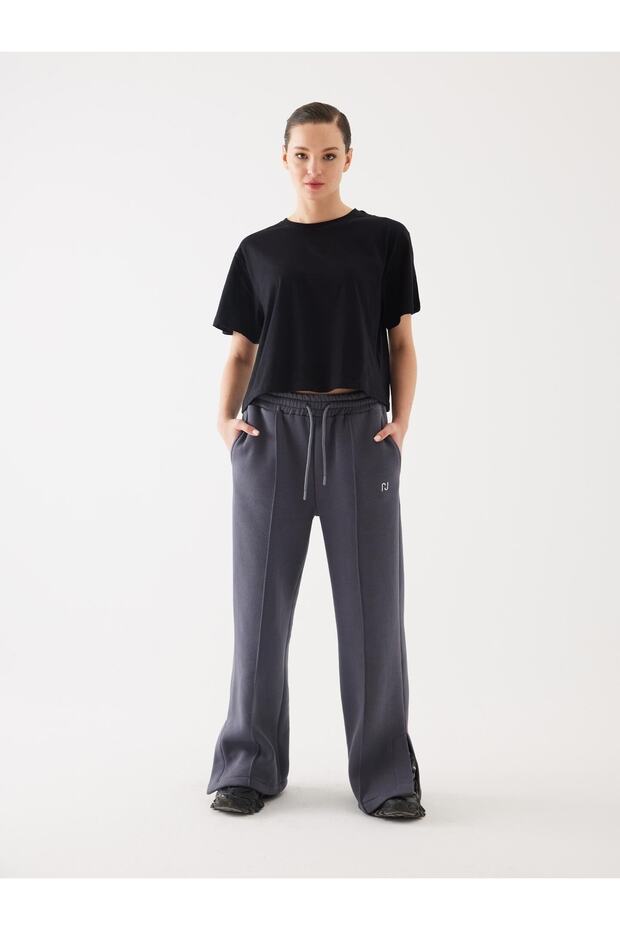Füme Şardonlu Yırtmaç Detay Jogger - 1
