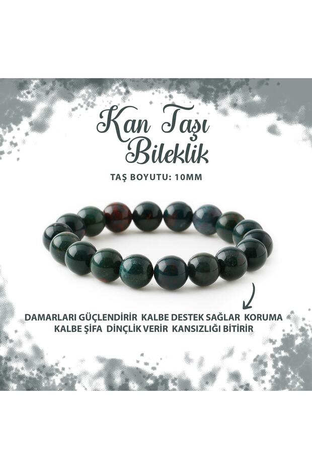 Certified Blood Stone 10mm Natural Stone Bracelet