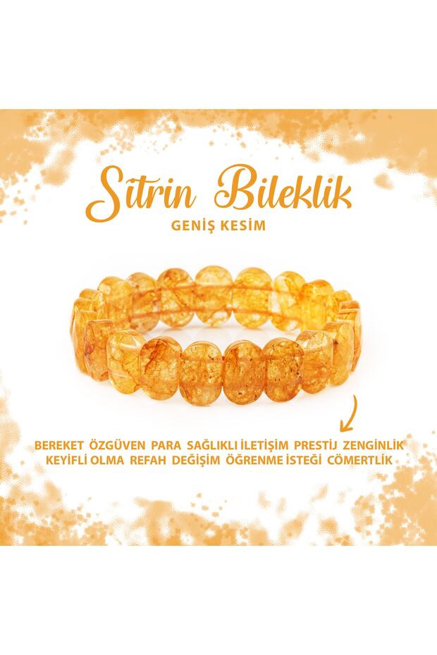 Certified Citrine Natural Stone Wide Cut Bracelet