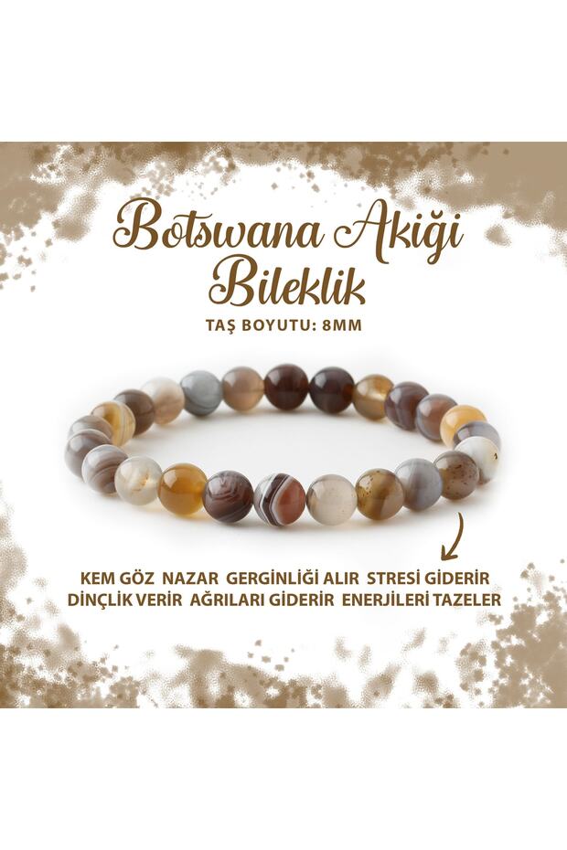 Certified Botswana Bracelet with 8mm Natural Stone