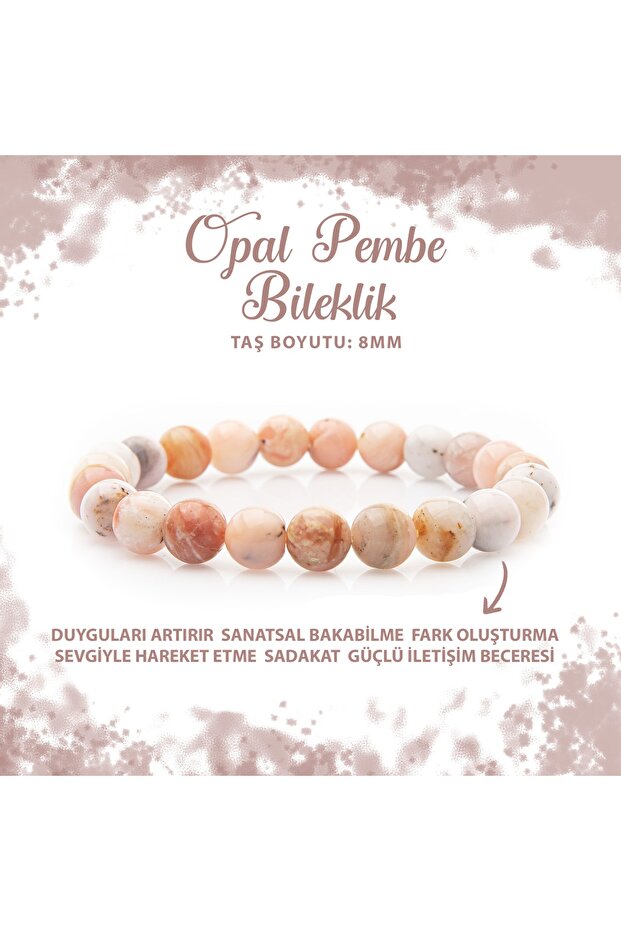 Certified Opal Pink 8mm Natural Stone Bracelet